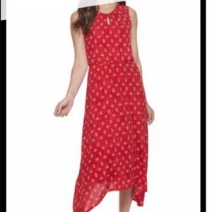 DANA BUCHMAN LONG RED SLEEVELESS DRESS